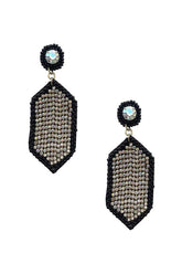 Boucles d'oreilles pendantes hexagonales en perles de rocaille et strass