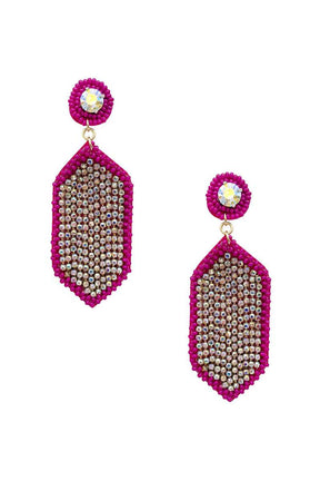 Boucles d'oreilles pendantes hexagonales en perles de rocaille et strass