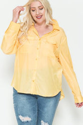 Chemise oversize en satin avec poche poitrine grande taille