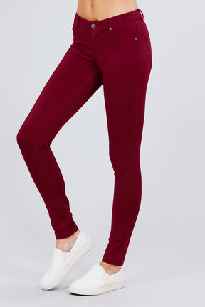 Pantalon taille mi-haute skinny ponte à 5 poches