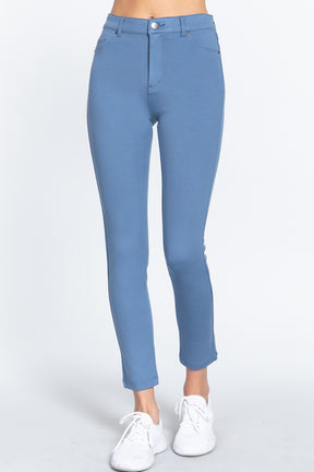 Pantalon taille mi-haute skinny ponte à 5 poches