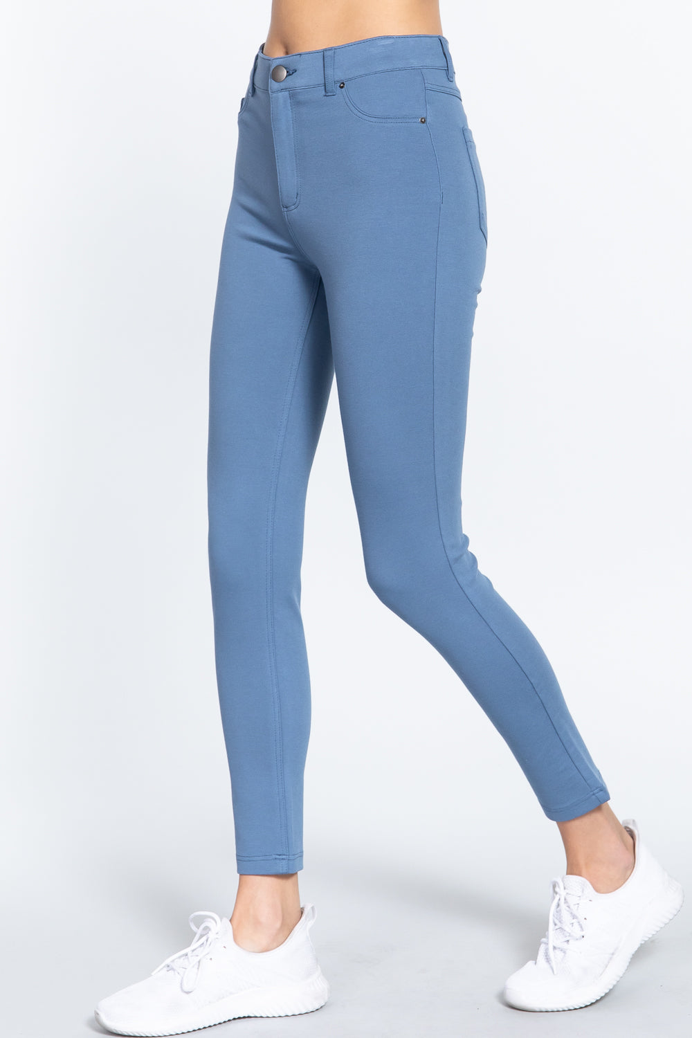 Pantalon taille mi-haute skinny ponte à 5 poches