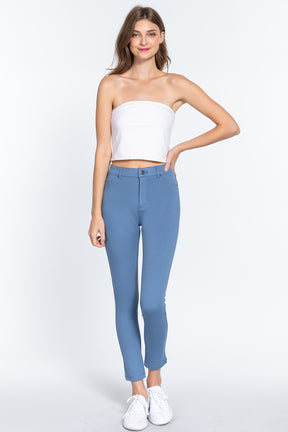 Pantalon taille mi-haute skinny ponte à 5 poches