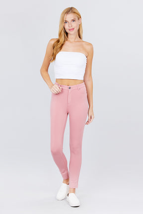 Pantalon taille mi-haute skinny ponte à 5 poches