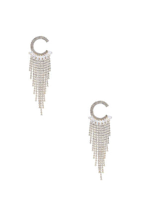 Boucle d'oreille à franges baguette en cristal en forme de C