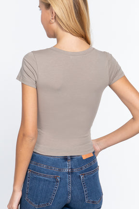 Short Sleeve V-neck Crop Top