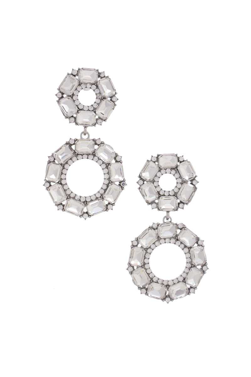 Boucle d'oreille à double cercle en strass