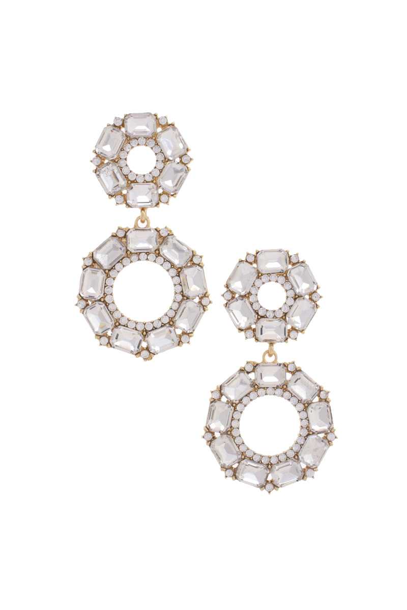 Boucle d'oreille à double cercle en strass