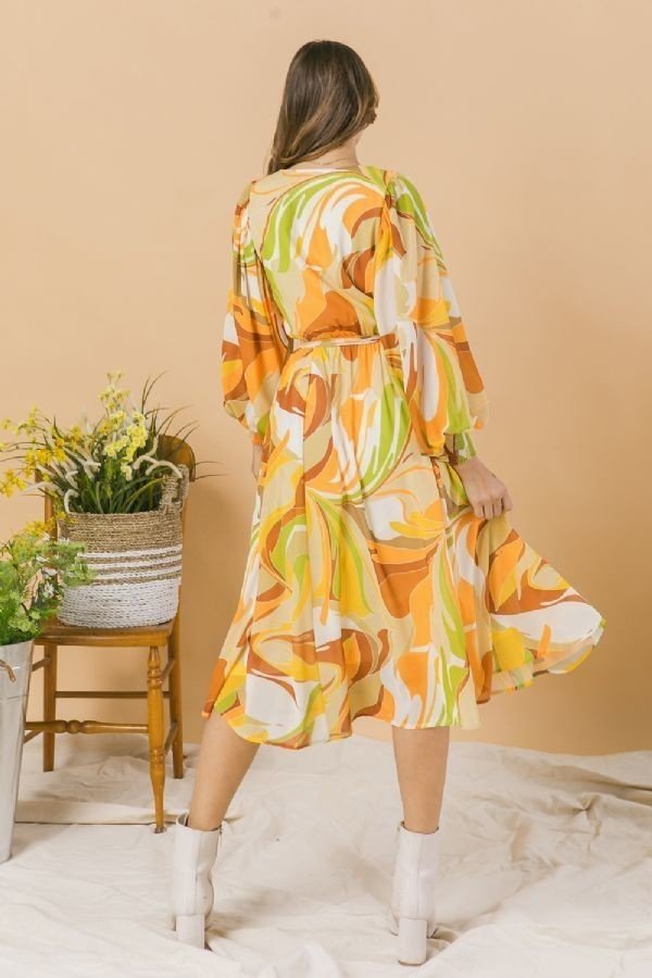 A Printed Woven Midi Dress