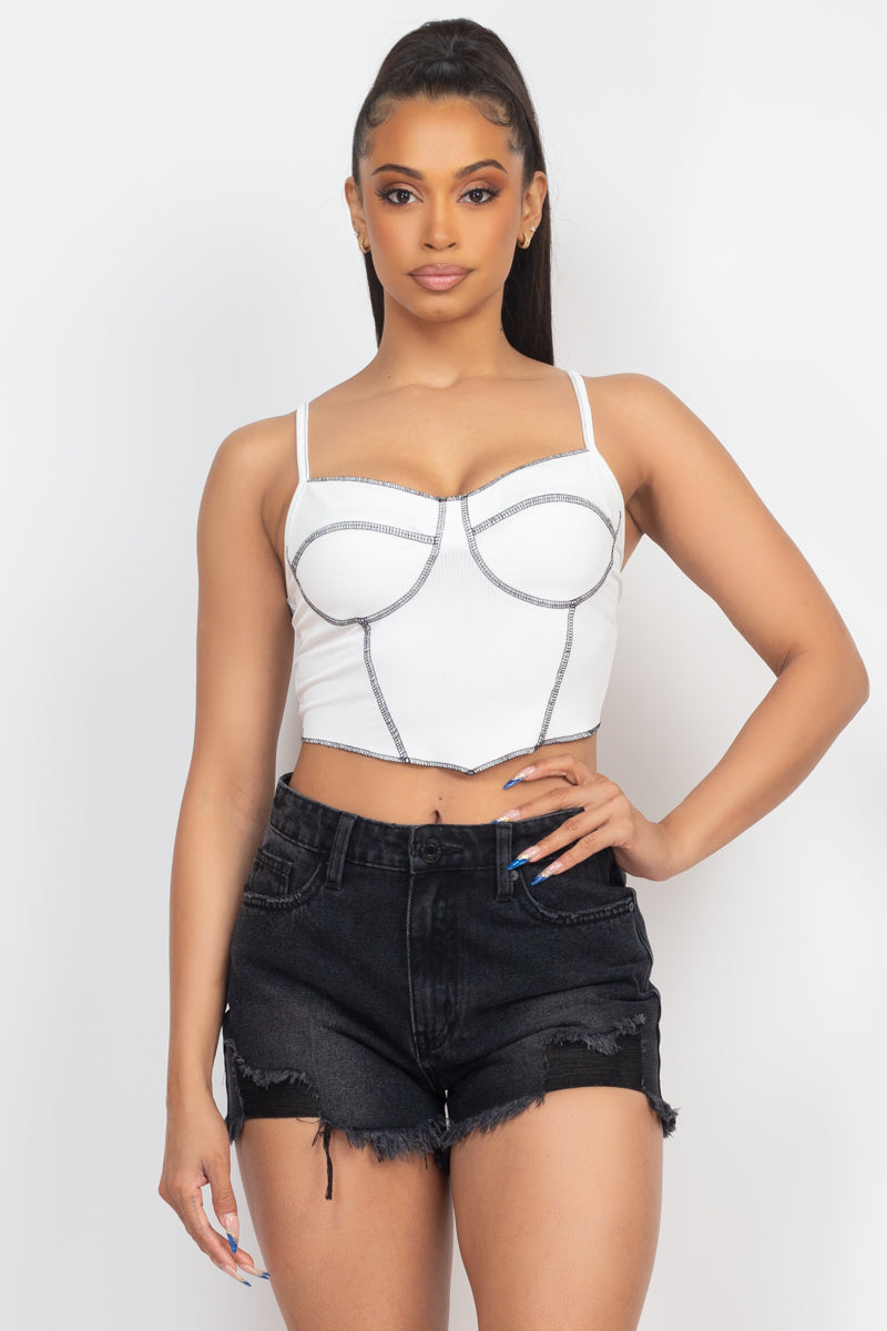 Haut bustier côtelé sans manches