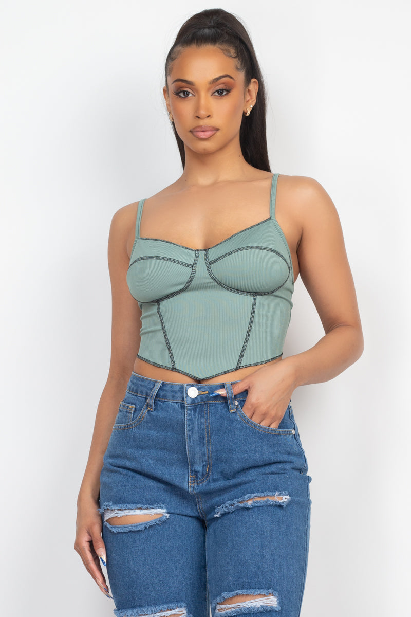 Haut bustier côtelé sans manches