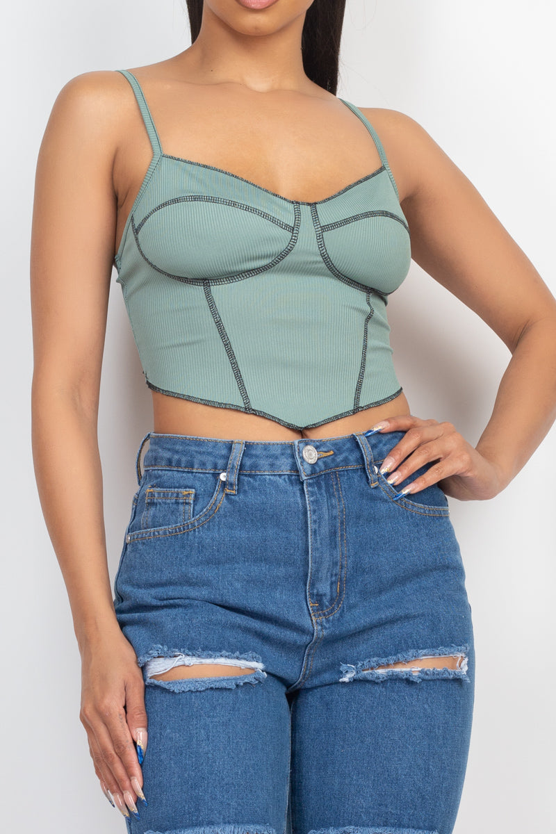 Haut bustier côtelé sans manches