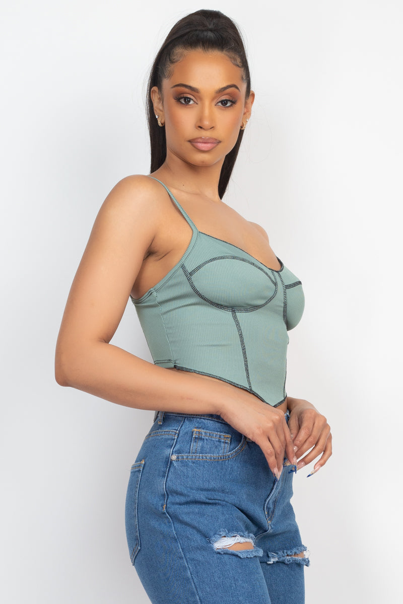 Haut bustier côtelé sans manches