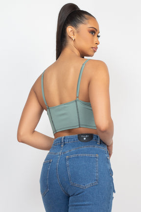 Haut bustier côtelé sans manches