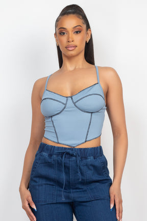 Haut bustier côtelé sans manches