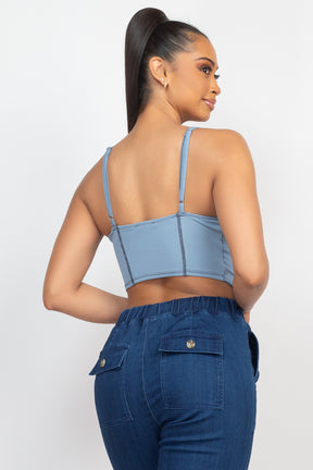 Haut bustier côtelé sans manches