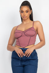 Haut bustier côtelé sans manches