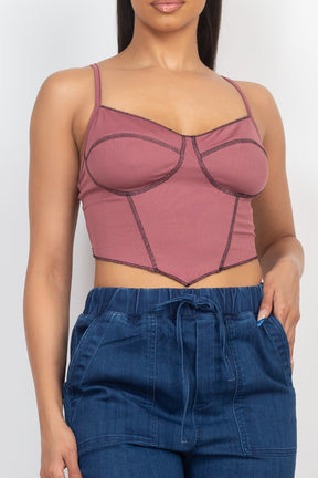 Haut bustier côtelé sans manches