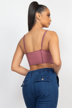 Haut bustier côtelé sans manches