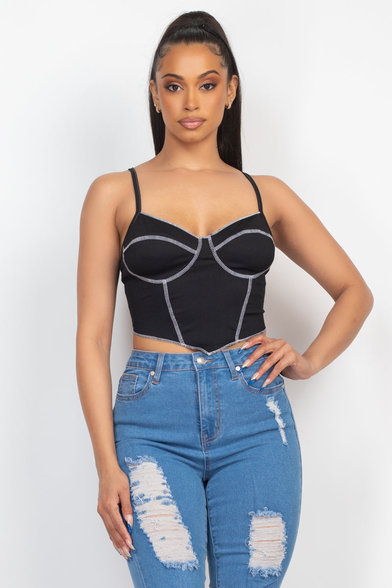 Haut bustier côtelé sans manches