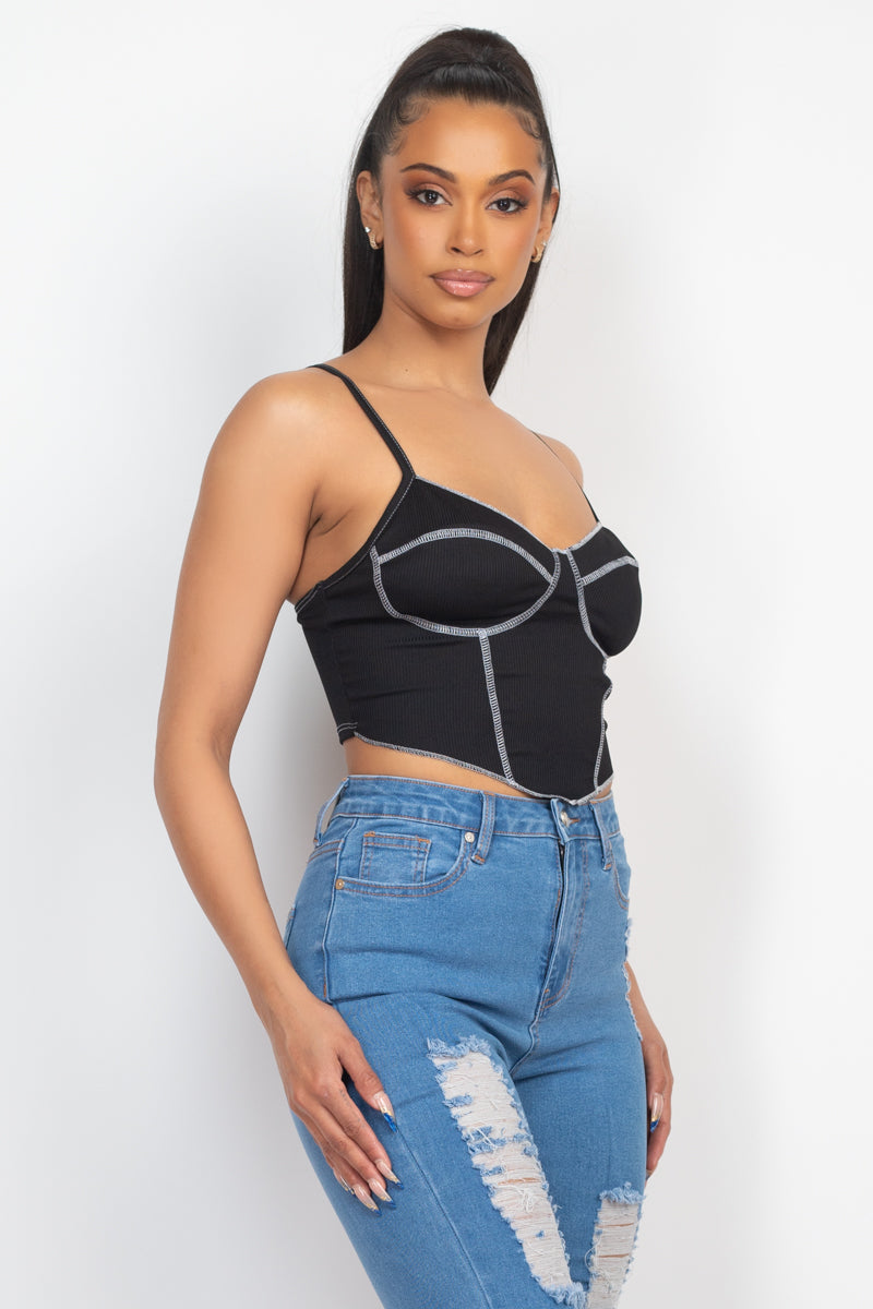 Haut bustier côtelé sans manches