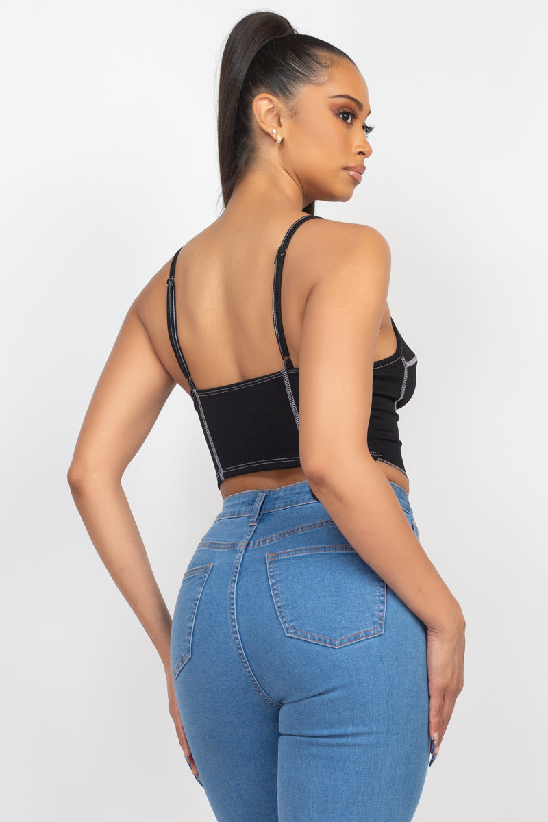 Haut bustier côtelé sans manches