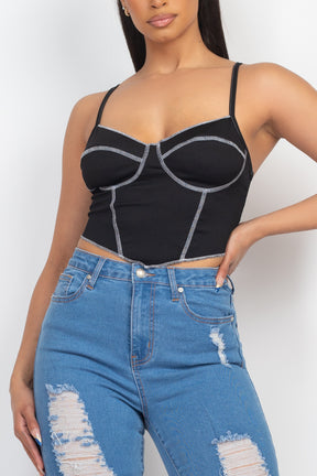 Haut bustier côtelé sans manches