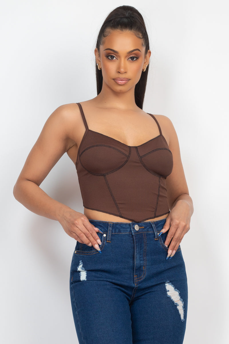 Haut bustier côtelé sans manches