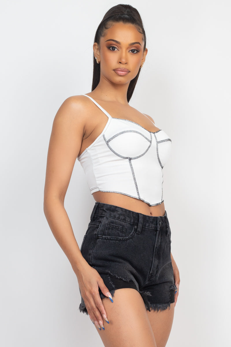 Haut bustier côtelé sans manches