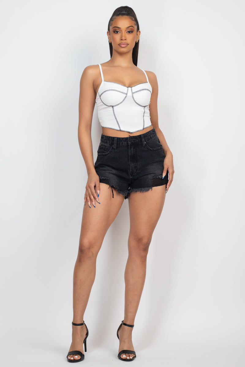 Haut bustier côtelé sans manches