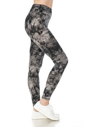 Legging en tricot imprimé multicolore doublé à bandes de style yoga avec taille haute