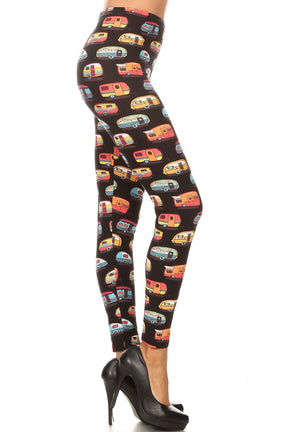 Leggings taille haute imprimés Campers multicolores au style ajusté avec ceinture élastique