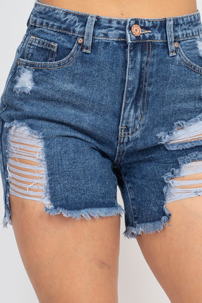 Mini short en jean déchiré à cinq poches