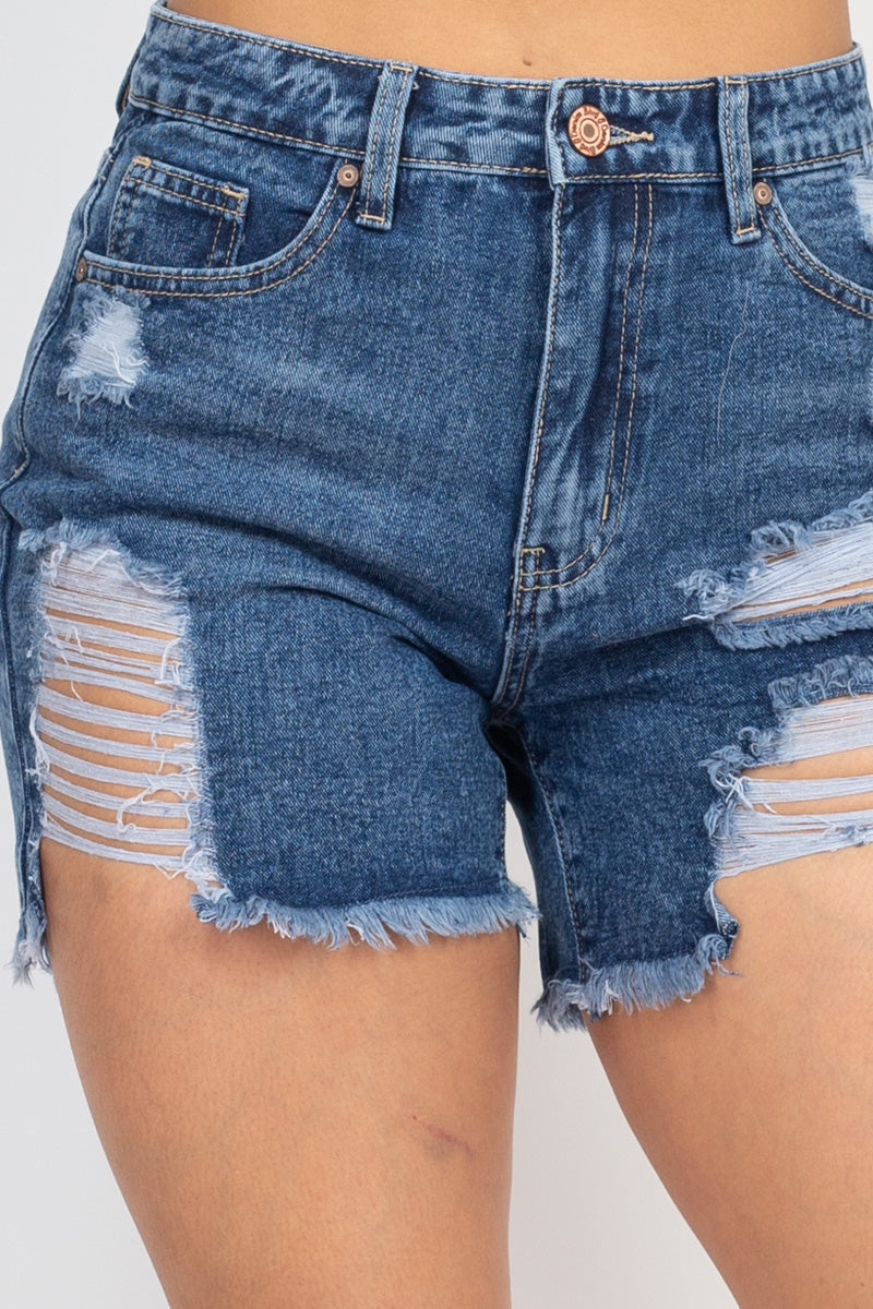 Mini short en jean déchiré à cinq poches