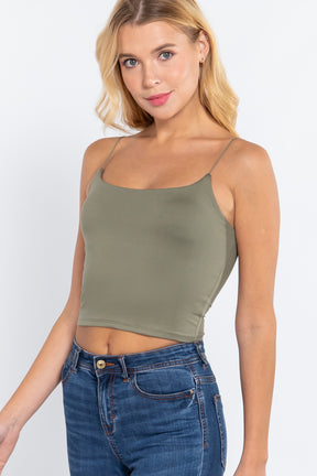 Elastic Strap Two Ply Dty Brushed Knit Cami Top