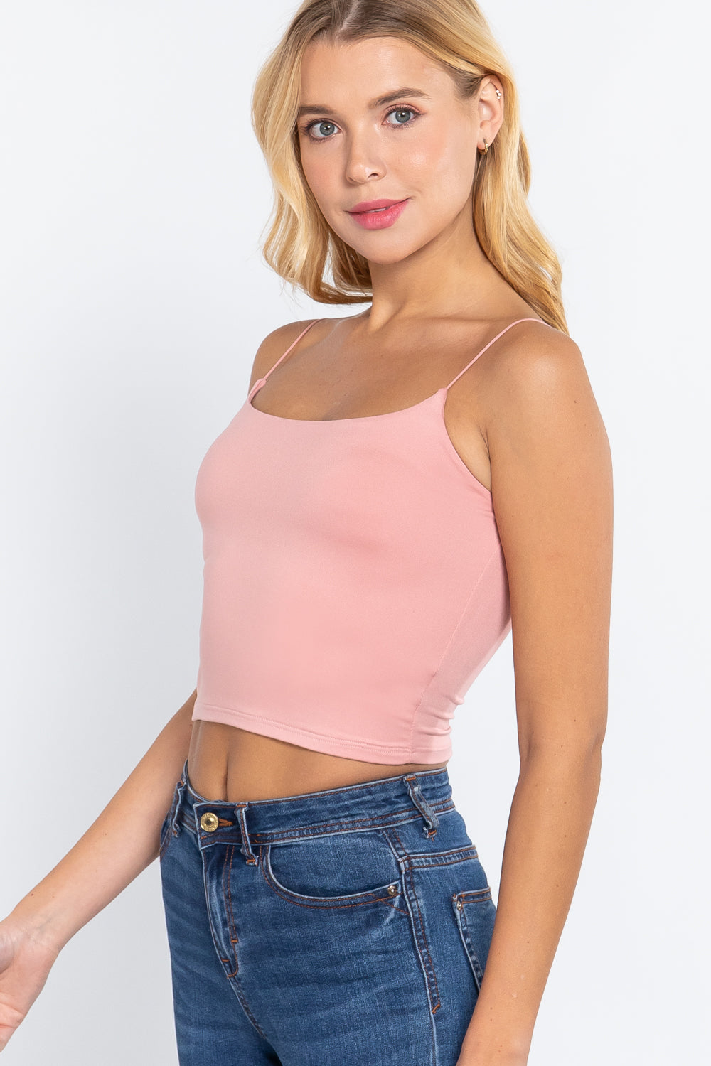 Elastic Strap Two Ply Dty Brushed Knit Cami Top