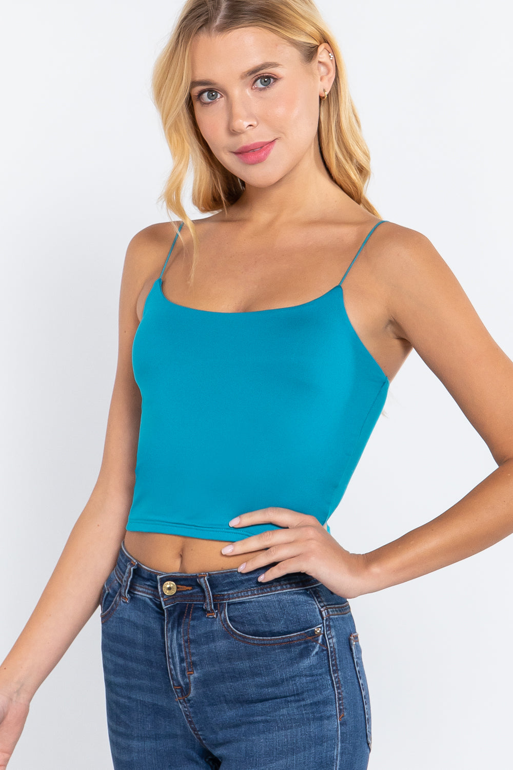 Elastic Strap Two Ply Dty Brushed Knit Cami Top