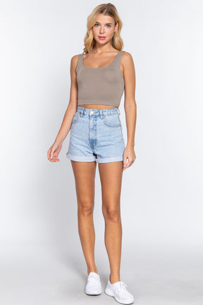 Scoop Neck 2 Ply Crop Tank Top