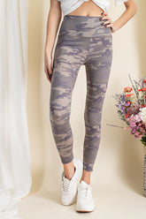 Leggings en rayonne et élasthanne à imprimé camouflage