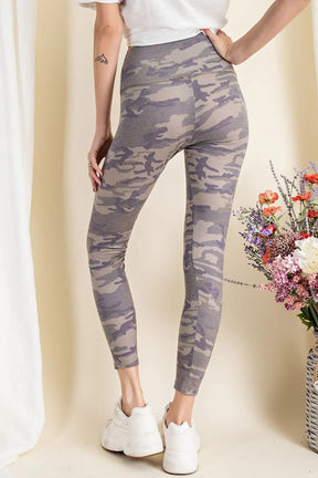 Leggings en rayonne et élasthanne à imprimé camouflage