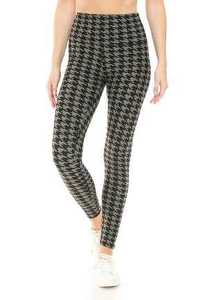 Legging taille haute à imprimé pied-de-poule avec ceinture style yoga 5