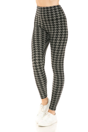 Legging taille haute à imprimé pied-de-poule avec ceinture style yoga 5