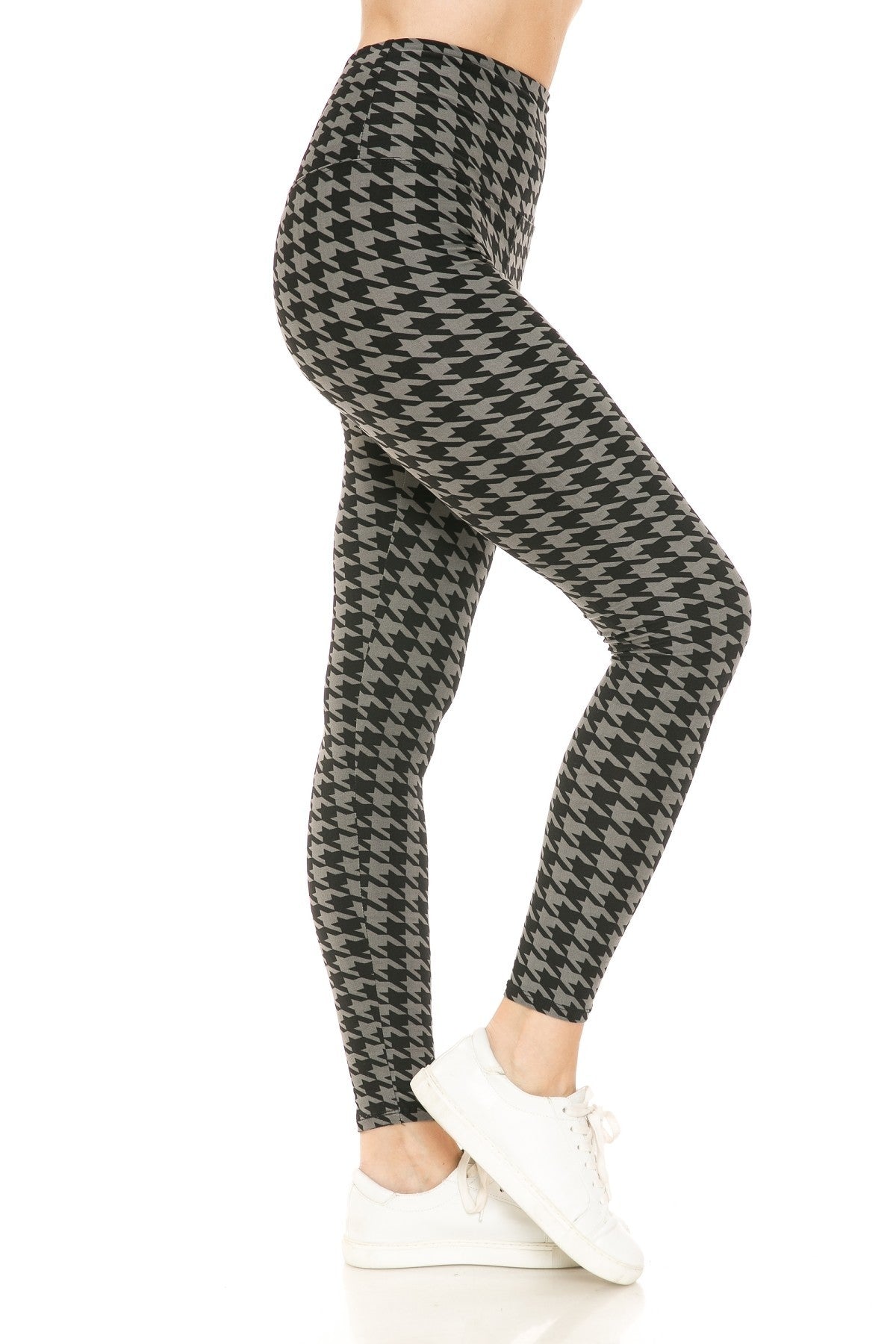 Legging taille haute à imprimé pied-de-poule avec ceinture style yoga 5