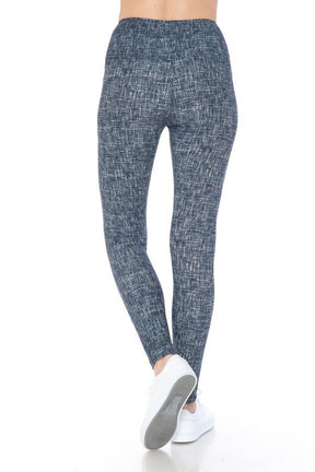 Legging en tricot imprimé multicolore doublé à bandes de style yoga de 5 pouces de long avec taille haute