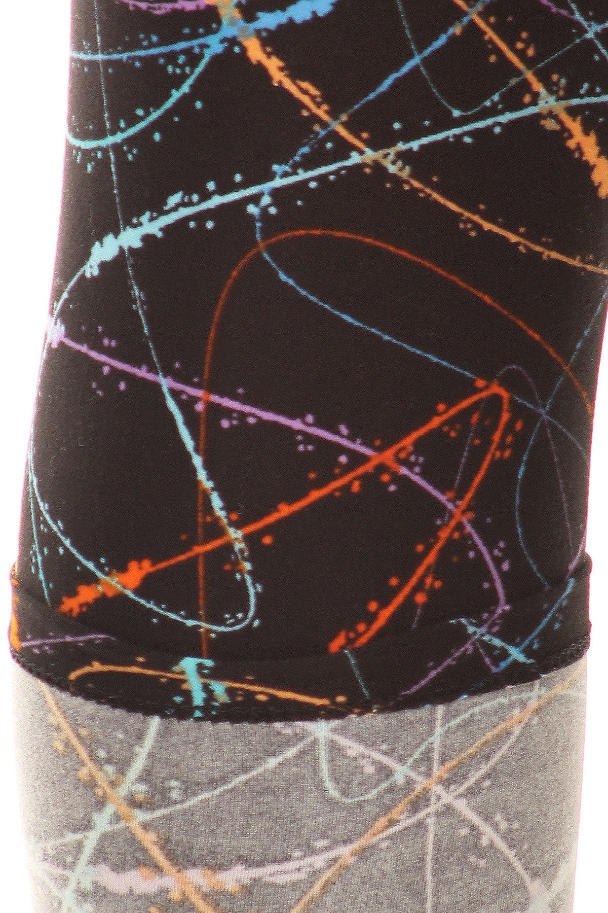 Leggings taille haute à imprimé gribouillis multicolores de style ajusté avec taille élastique