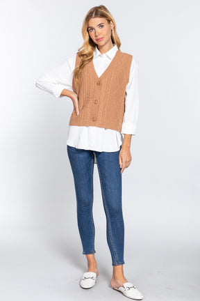 Gilet cardigan à col en V et torsadé