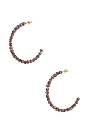 Boucles d'oreilles créoles ouvertes avec perles en strass