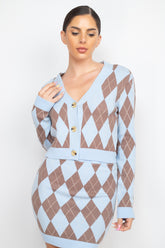 Diamond Button-front Cardigan Top