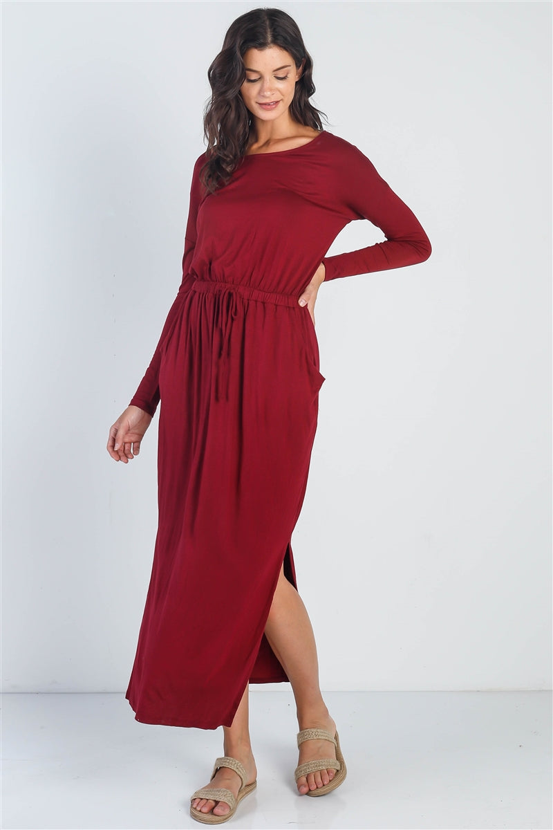 Robe longue basique à manches mi-longues