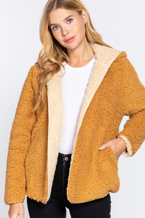 Hoodie Faux Fur Reversible Jacket